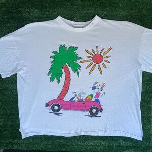Vintage 90s Fido Dido Shirt Tropical Beach Single Stitch Tee